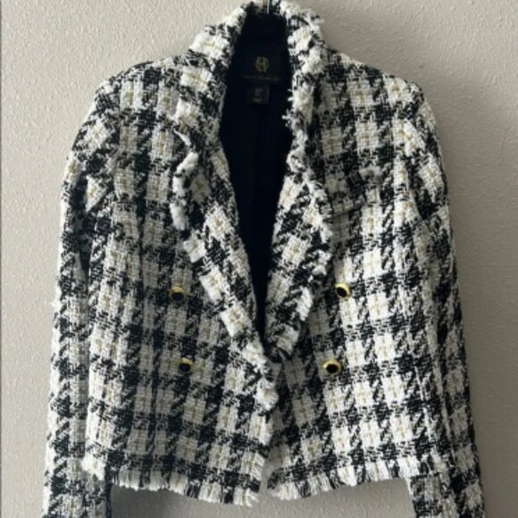 House of Harlow 1960 Black and White Houndstooth Blazer - Picture 1 of 4